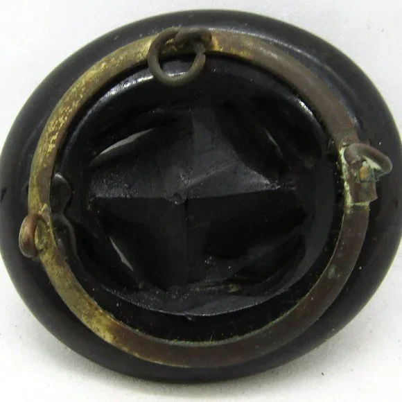 Antique Victorian Carved Jet Mourning Brooch Fern Frond Design - Picture 7 of 8